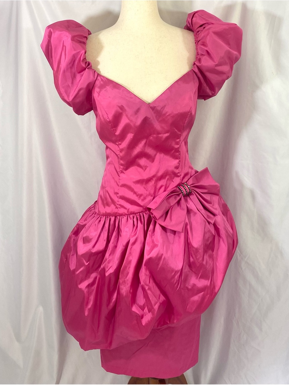 Vintage 80’s Lizette Creations Pink Peplum Prom Dress 8 Medium
